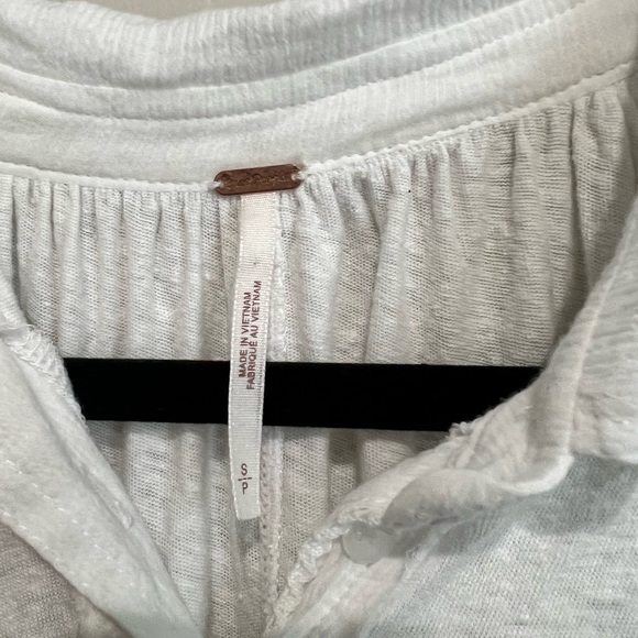 Free People Low Down Henley Top in Ivory, Size Small - Picture 3 of 6